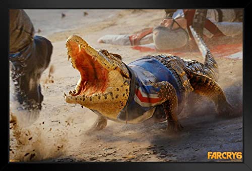 Far Cry 6 Guapo Crocodile Amigo Video Game Gaming Gamer Far Cry Merchandise Collectibles Collectors Edition Far Cry Merch Far Cry 6 Poster Far Cry Game Stand or Hang Wood Frame Display 9x13