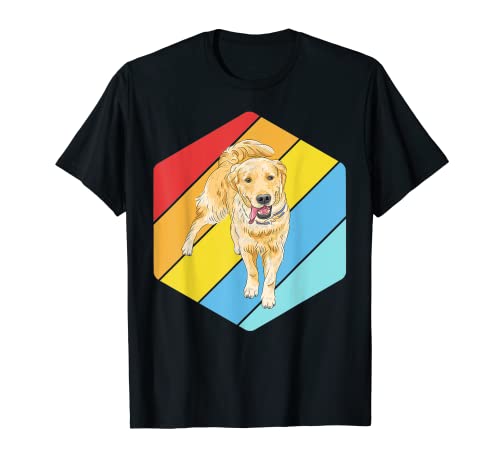 Vintage Golden Retriever Retro Dog Cute Pet 60s 70s Sunset Camiseta