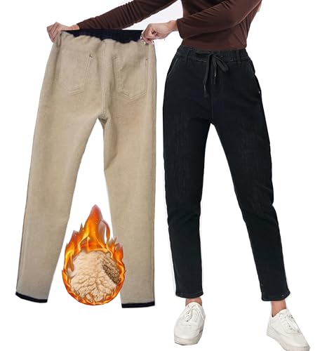 Yehopere Women's Sherpa Fleece Lined Jeans Winter Thermal Thick Cashmere Comfort Girlfriend Jean