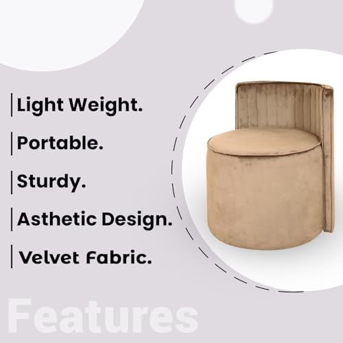 Image of Ottoman Puffy Stool for Living Room | Pouf Footstool for Office Home Decor | Upholstered Sitting Pouffe with Backrest for Home Dcor /Office /Living Room (Creame)