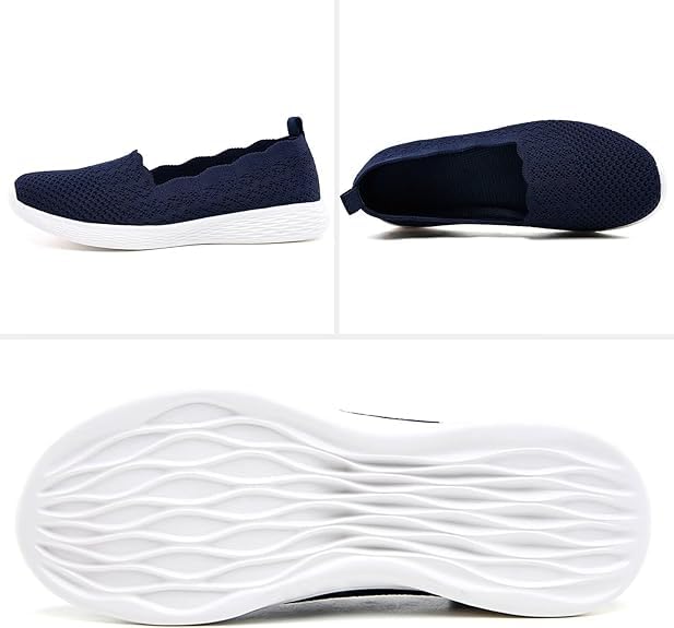 Image of Puxowe Women's Slip-On Walking Shoes | Lightweight Knit Sneakers with Memory Foam Insole, Breathable & Wide Fit Available for Daily Walking, Casual & Travel