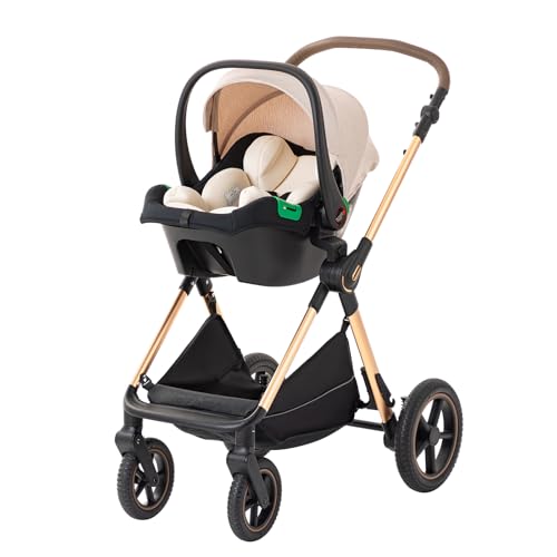 3 in 1 Baby Stroller Travel Systems Pushchair Aluminium Frame High Landscape Combined Strollers Lightweight Folding Stroller for Features an Adjustable Push Handle Height Compact Pram - Image 4