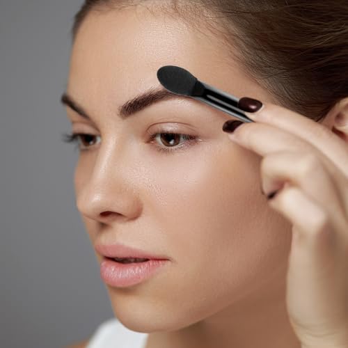 100 Stück Einweg Lidschatten Applikator Doppelseitige Lidschatten Pinsel Schwarz Lidschattenpinsel Einweg Eyeshadow Brush Lidschatten Schwammpinsel für Damen Mädchen Lidschatten Make Up