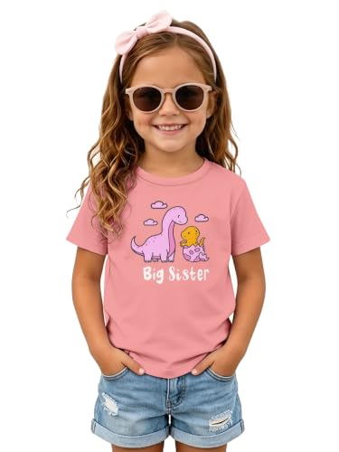 Image of Funnycokid Big Sister Shirts for Girls Pregnancy Announcement Toddler Promoted to T-Shirt 1-7 Years