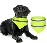 Dog Bandana Set of 2 Dog Reflective Scarf Safety Pet Camping Hunting Bandana,Green,M