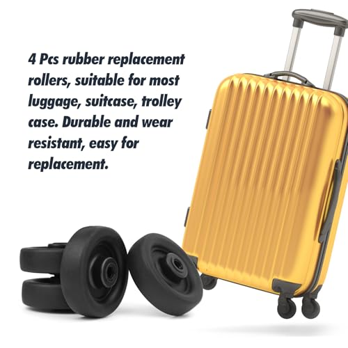 Zoofen 4 peças de substituição de rodas de bagagem de borracha 50 x 15 mm rodas de substituição de m
