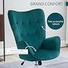 HOMCOM Fauteuil Salon Pivotant Confortable - Chaise Relax Hauteur Réglable, Dossier Capitonnée Velours, Idéal Bureau Chambre Salon - Bleu