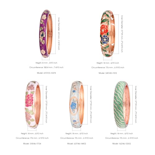 UJOY Random Pack Colors Enamel Jewelry Set Golden Flower Engraved 10 PCS Cloisonne Bracelets in a Box4