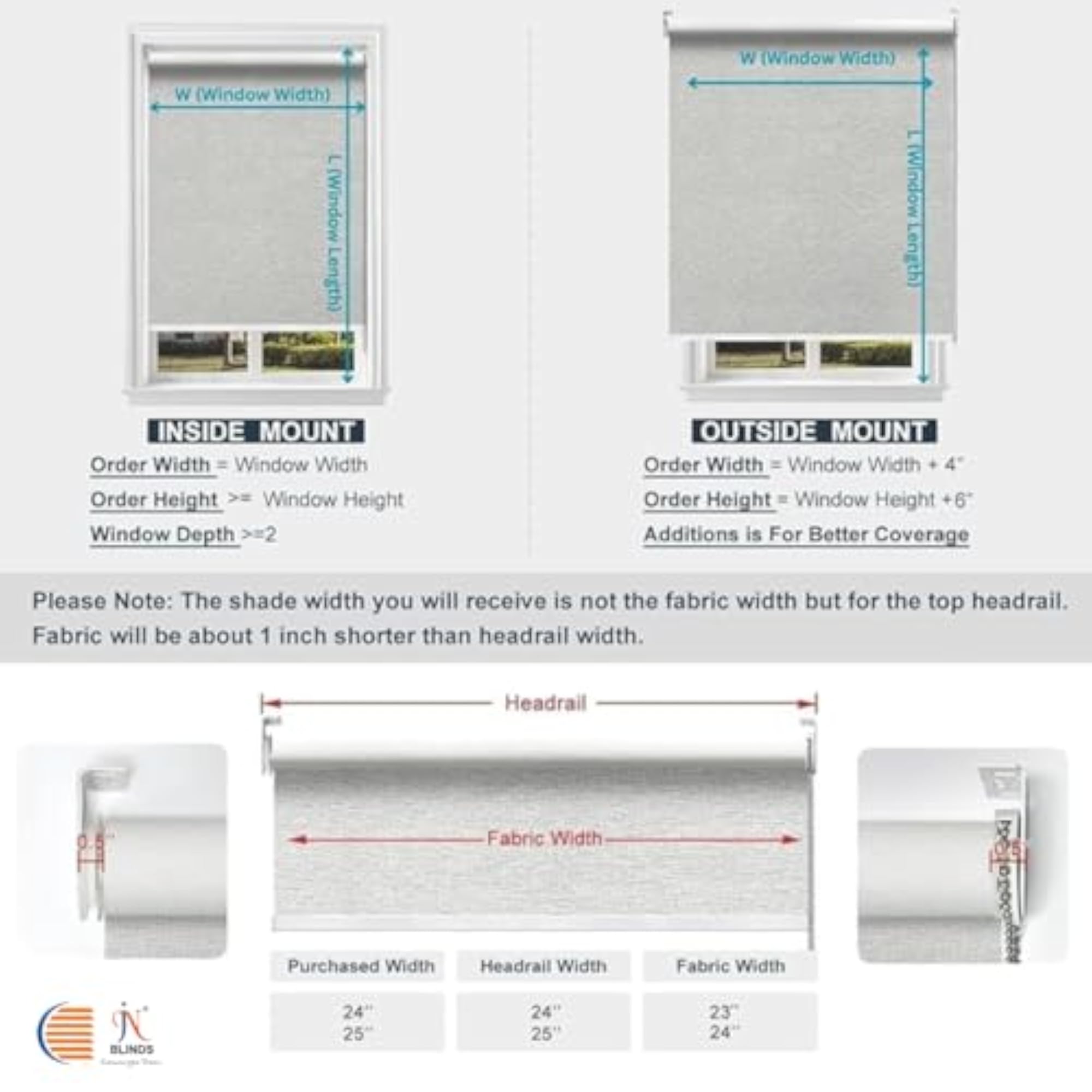 100% Blackout Roller Blind for Windows, Room Darkening Shade