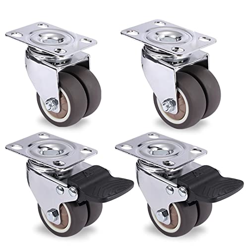 Roulettes pivotantes 2 pouces en caoutchouc souple pour meuble et chariot - Lot de 4