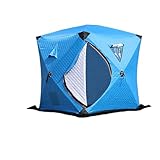 Tienda de campaña de invierno: resistente al viento y cálido refugio de pesca en hielo con algodón grueso para cambiar de esquí (azul, 1,8 x 1,8 x 2,1 metros)