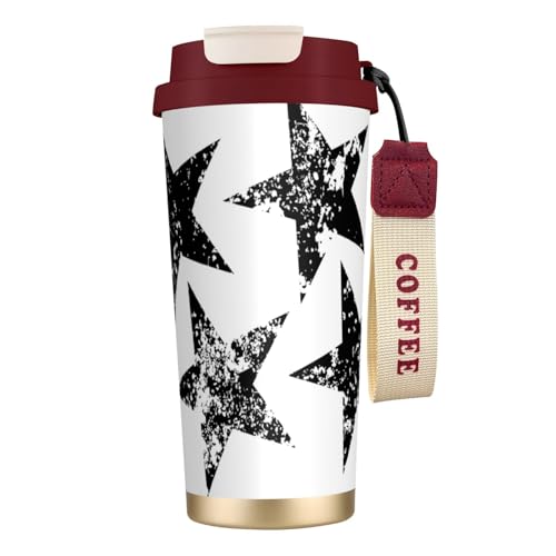 LMNvbz Star - Taza de café aislada de acero inoxidable 316, tapa al vacío, taza de té de viaje que mantiene el calor y el frío