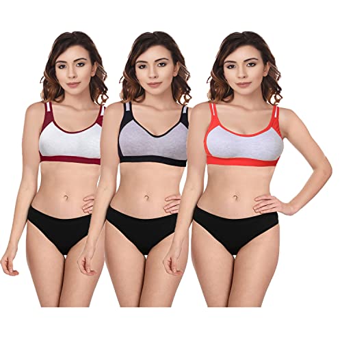 Image of She Wears Full Coverage Sports Combo Bra Panty Set for Women /Girls
