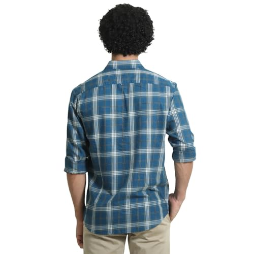 Image of BASICS 100% Cotton Checked Shirt for Men | Slim Fit | Everyday Smart Casual Wear | Full Sleeve