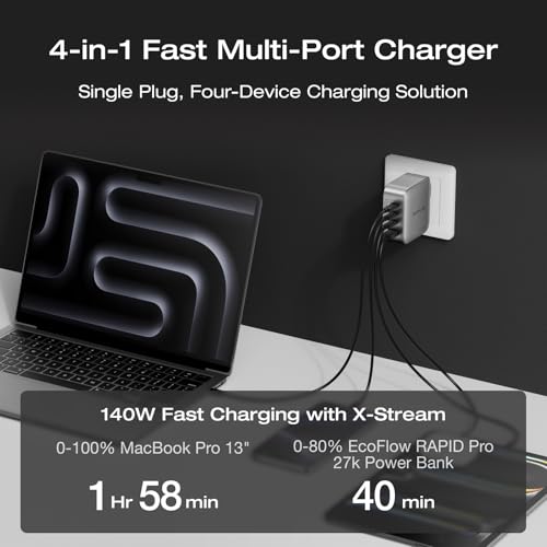 Prime Big Deal: EF ECOFLOW Rapid Pro 146W 4-Port GaN Charging Block (3x USB-C + USB-A) - image 3