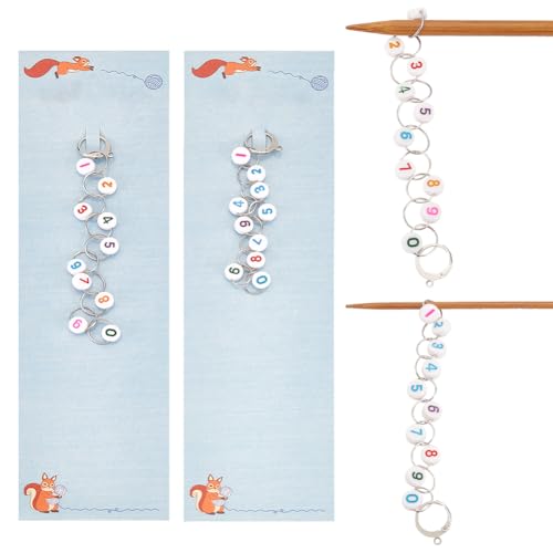 NBEADS 2 Pcs Number 0-9 Knitting Row Counter Chains, Chain Row Counter Knitting Stitch Counter Stitch Counters for Knitting Crochet Tracking Project Progress