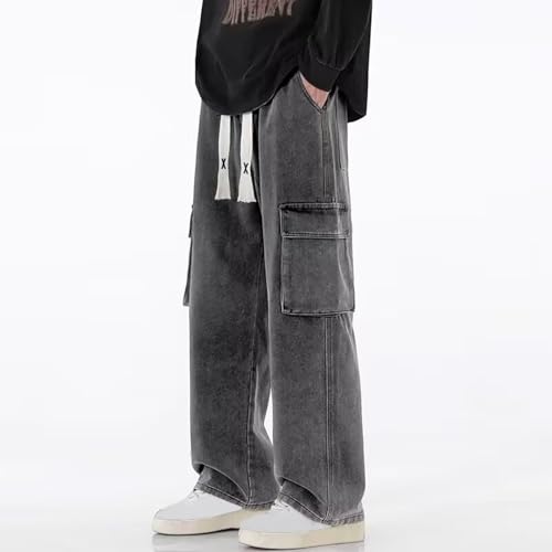 Mens Denim Baggy Pants Casual Elastic Waist Wide Leg Cargo Pants 2025 Trendy Going Out Y2K Streetwear Jean Trousers2