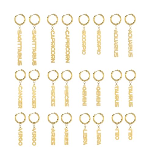 Zodiac Dangle Earrings for Women Stainless Steel 18K Gold Plated High Shine Lightweight Everyday Wear Charm Earrings Astrology Fashion Statement Jewelry Gift Idea3