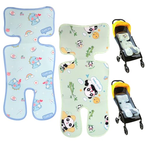 KBIBCK Atmungsaktive Sommer Sitzeinlage, 2 Stück Sommer Kühlmatte Sitzauflagen für Kinderwagen, Universal Sitzeinlage Kinderwagen Sommer, Kühlmatte Kinderwagen für Buggy, Kindersitz,Babyschale (Panda)