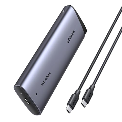 UGREEN Caja SSD M.2 NVMe SATA 20Gbps USB C 3.2 Gen 2, Carcasa M.2 Disco Duro M/M&B Key 2230/2242/2260/2280 con Cable Compatible con 970 EVO Plus 980 Pro WD SN770 Kingston