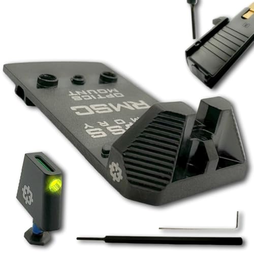 Cross Armory Dovetail-to-RMSC Adapter Compatible with Glock Rear Sight Slot – 17-4 Stainless CNC Machined – Converts OEM Dovetail to RMSC Footprint for Red-Dot Sights – Fits Gen3 Gen4 Gen5 43 Slides