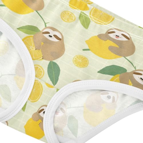 Wusikd Cartoon Sloth Lemons Girls' Underwear Cotton Cute Girls Briefs Soft Toddler Underwear 2T4