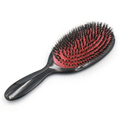 Boar Bristle hair brush Cushion brush 100% Boar Bristle & Soft Nylon for Men/Women - for Grooming, Detangling, Straightening, Blowdrying and Refreshing Hair, Promotes Shine and Stimulates the Scalp