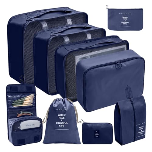 9 pz/set Cubi di Imballaggio Organizzatore di Viaggio Per Carry On Valigie Vestiti Bagagli Grande Stoccaggio Impermeabile Articoli da toeletta di Stocc
