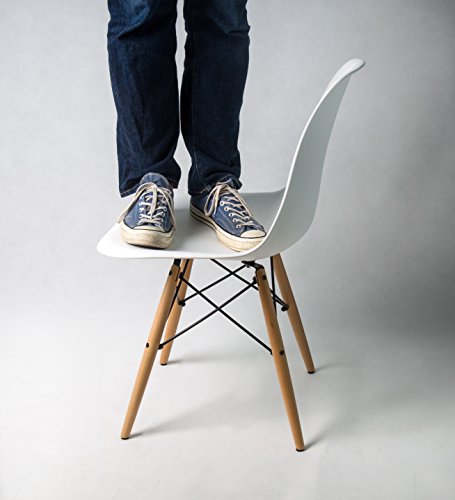 Buschman Mid Century Modern Dining Room Chairs, White, Set Of 4 #TOP6