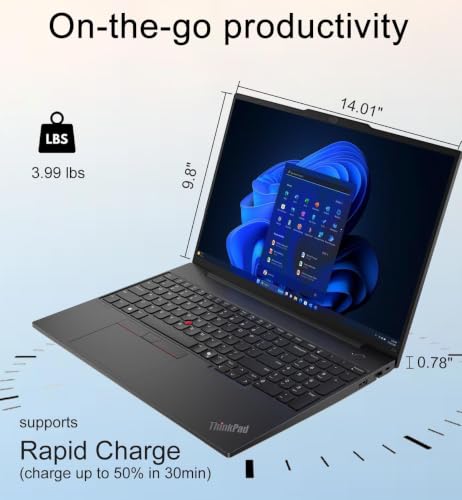 Image of Lenovo ThinkPad E16 Gen 3 Business AI PC Laptop (16 inch FHD+ Anti-Glare, Intel 12-Core Ultra 5 125U (> i7-1355U), 32GB DDR5 RAM, 1TB SSD), Thunderbolt 4, Webcam, Ethernet, Numeric KB Win 11 Pro (Renewed)