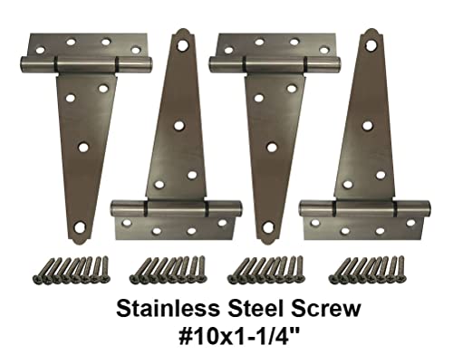 Qcaa Stainless Steel Extra Heavy Tee Hinge, 6" X 2.5Mm, With Stainless Screws & Hinge Pin, 4 Pack #TOP1