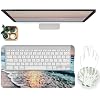 Ocean Beach Keyboard Stand with Gel Seashell Wrist Rest for Keyboard and Mouse
