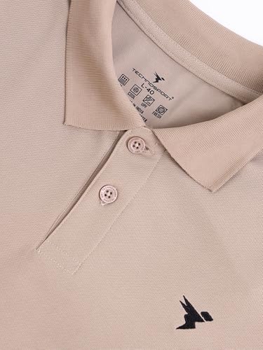 Image of TECHNOSPORT Men's Solid Slim Fit Polo Collar T-Shirt MATPIQ Half Sleeve Button Polyester for Gym Running Workout UPF50+ Anti Odour