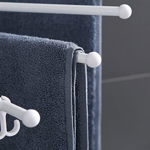 Porte-serviettes pivotant blanc 4 barres avec crochet auto-adhésif sans perçage