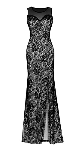 clorislove - Vestido - corte imperio - Sin mangas - para mujer Negro negro 44