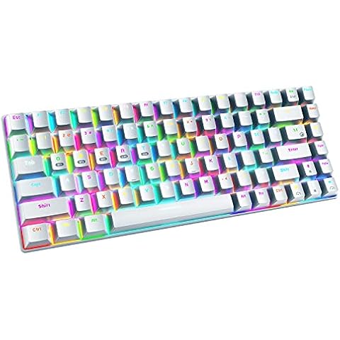 MANBASNAKE Wireless Mechanical Gaming Keyboard,2.4G/Type-C/Bluetooth Rechargeable Mini Keyboard with RGB Backlit,Red Switch,84 Keys Portable for Windows Mac Xbox Gamer,Easy to Carry on Trip Cover