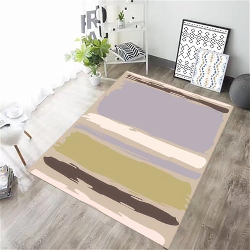 Tapis de chambre fille et adulte vert à larges rayures pour coin étude