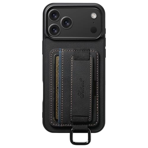 Portefeuille iPhone 14 Pro cuir noir et sa dragonne pour toutes vos sorties urbaines