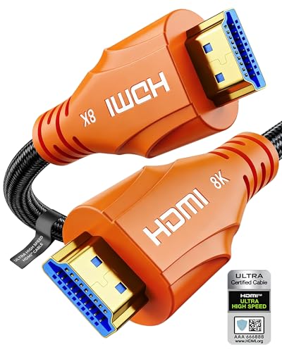 Image of Cratree 8K HDMI Cable 15FT - HDMI Cord 48Gbps,High Speed HDMI Cable Gaming,Supports 8K 60Hz,4K 120Hz,HDR /eARC /HDCP 2.2&2.3,Compatiblefor Monitor,Projector,HDTV and DVD Player