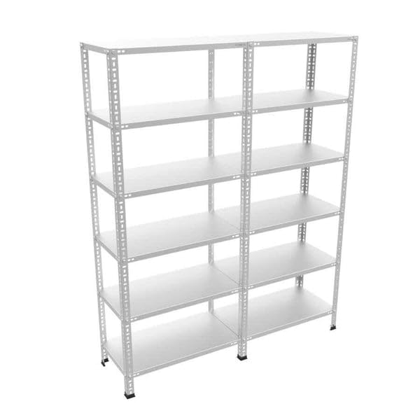 Galvaniz 6 Katlı 2Li Birleşik Arşiv Raf Sistemi - Çelik Raf - Metal Raf 43x186xH150CM