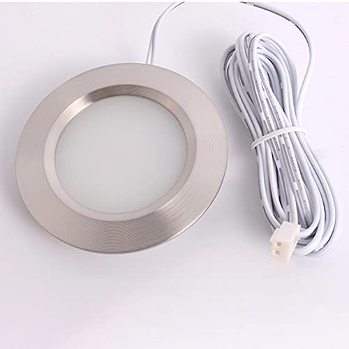 2 luces LED para gabinete, 12 V de bajo voltaje, Downlights ocultos LED ultrafinos, luces LED para gabinete de cocina, cable de terminal de 2 m ( cálido plateado)