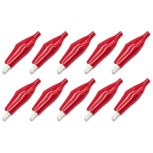Medium Black Red Soft Plastic Coated Testing Probe Test Clips 10Pcs Metal Clip Crocodile Electrical Clamp