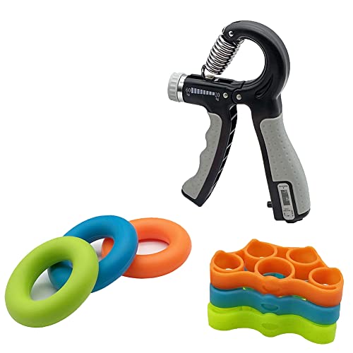 Profi Fitness Handtrainer zur Kraftsteigerung Set,Verstellbarer Handtrainer,Unterarmgriff TrainingssetFinger Trainingsgerät, Fingerstretcher für Sportler、 Gitarrenspieler、Kletterer Cover