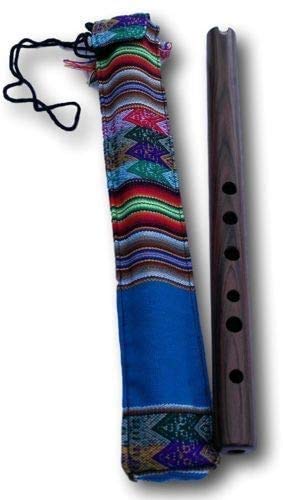 Quena - Flauta de jacarandá andina hecha a mano, aprox. 38 cm y bolsa protectora decorada hecha a mano.