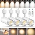 ?2024 Upgraded?10-Color Zoomable 12W LED Track Lighting Head Dimmable H Track Light Remote Control Bright Rail Ceiling Spotlight Fixtures for Accent Art 2000K~6500K 15°~60° CRI90 1100lm White 4 Pack