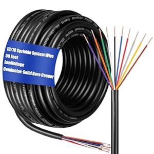 Hoolerry Solid Sprinkler System Wire 18 Gauge Irrigation Wire with UV Resistant PVC Jacket Sprinkler Cable for Underground Irrigation System Field Central Control System 30V, UL Listed (18/10, 50 Ft)