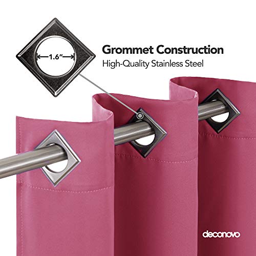Image of Deconovo Rose Blackout Grommet Thermal Insulated Drapes and Curtains for Bedroom, 52x95 Inch