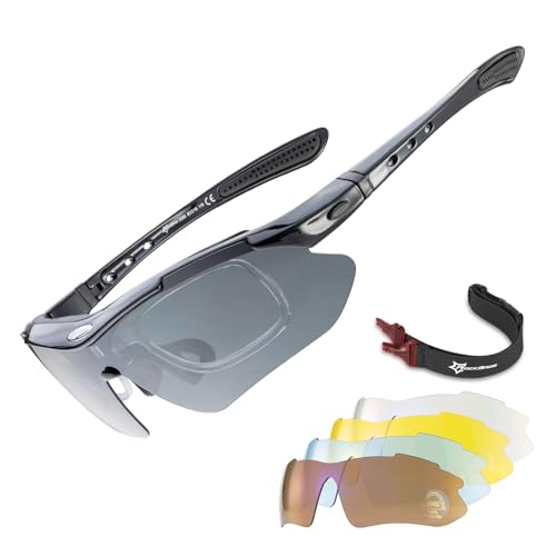Image of ROCKBROS Pickleball Glasses Polarized Sport Glasses, Anti-Drop 5 Lenses Detachable Strap Goggles for Cycling Ball Running