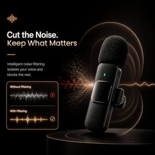 Image of AILKIN K9 Wireless Lavalier Microphone for Type-C, Dual Mic Mini Clip-On Mic, Plug & Play Wireless Microphone for YouTube, Vlogging, Interview, Live Streaming & Online Classes