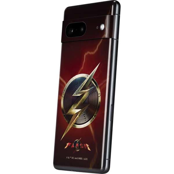 Skinit Phone Decal Skin Compatible with Google Pixel 7 - Officially Licensed Warner Bros The Flash Movie: Logo Poster Design
